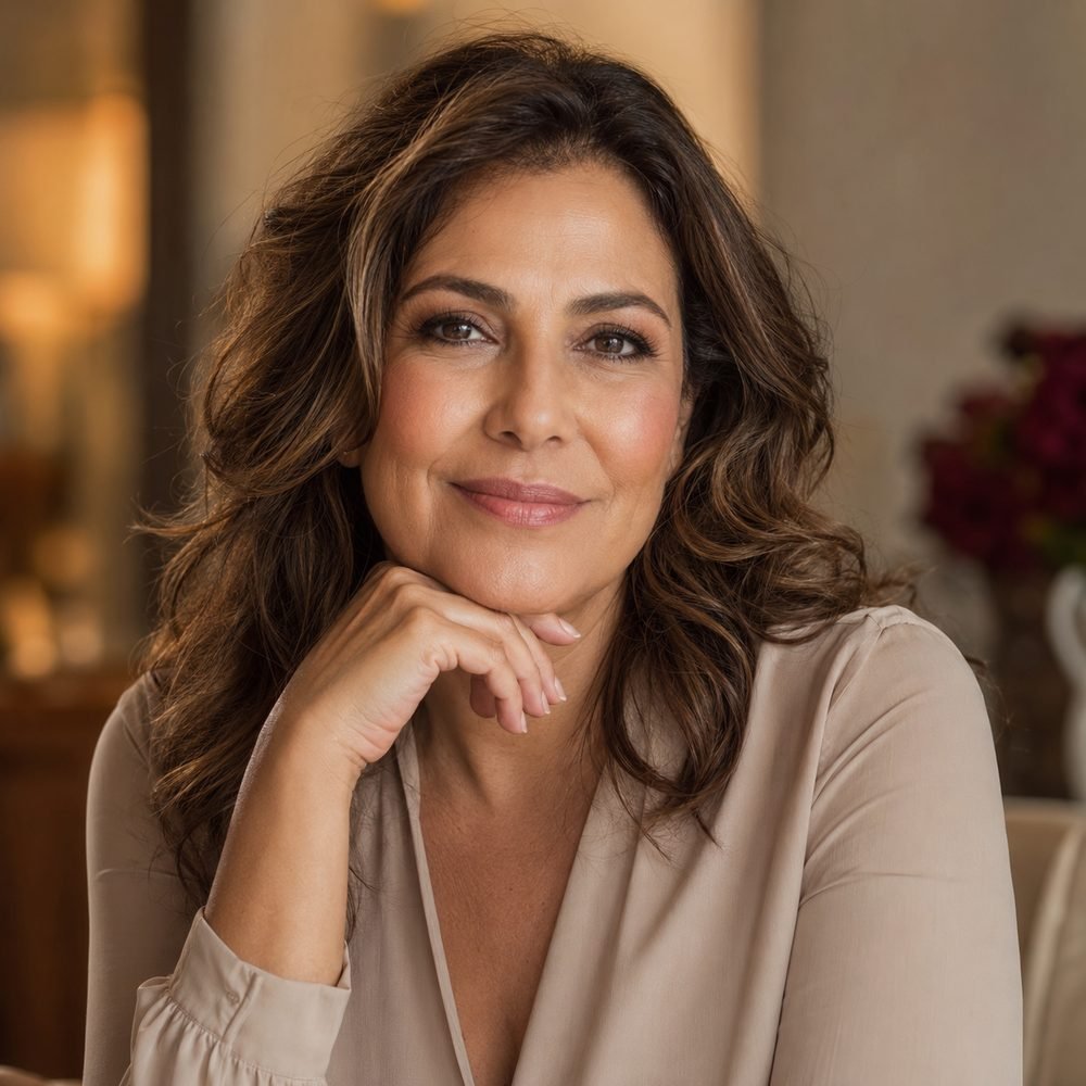 Mulher madura com maquiagem natural e elegante